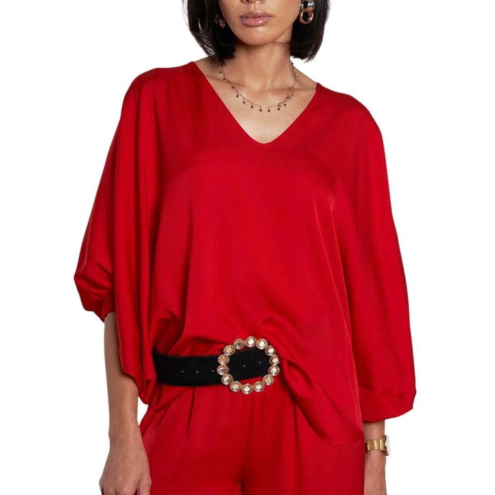 Nouvelle Silk95Five (M) Austin Silk Oversized Loose Fit High Low Tunic Top